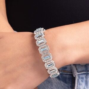 Silver & Blue Rhinestone Stretch Bracelet